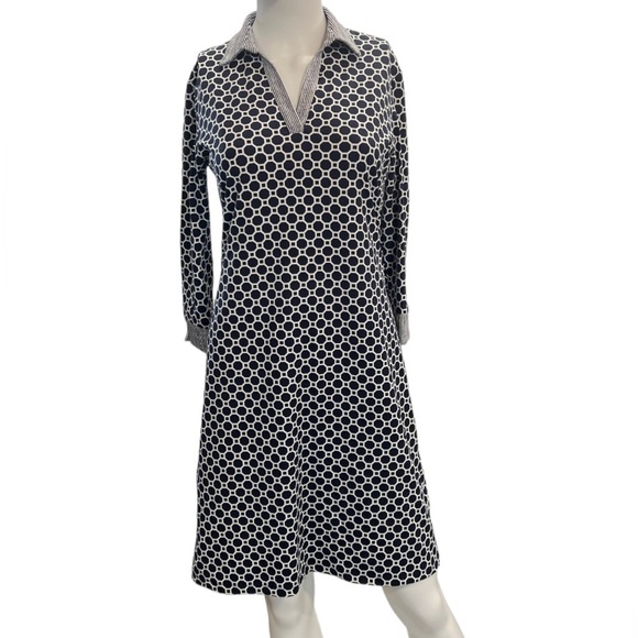J. McLaughlin Navy and White Geometric Catalina Cloth Dress Size XS - Picture 1 of 10